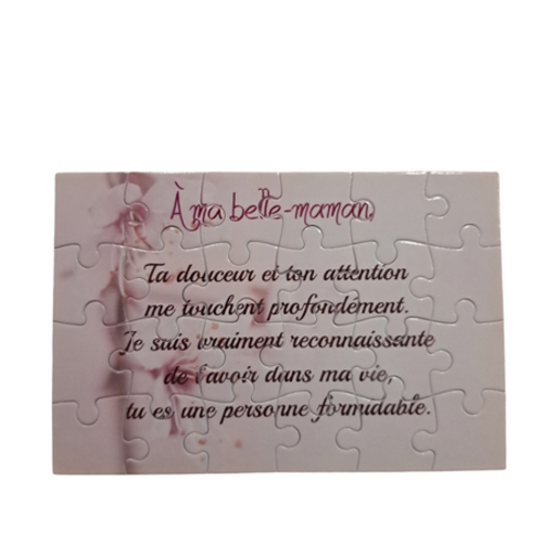 Puzzle "belle-maman" - 24 pièces avec pochon - belle-maman - surprise - anniversaire - fête des mères- noel - cadeau belle-maman