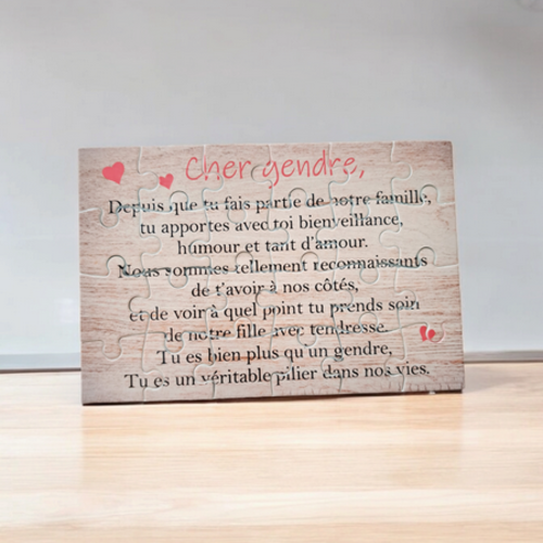 Puzzle "cher gendre" - 24 pièces avec pochon - gendre - surprise - anniversaire - cadeau gendre  - noel