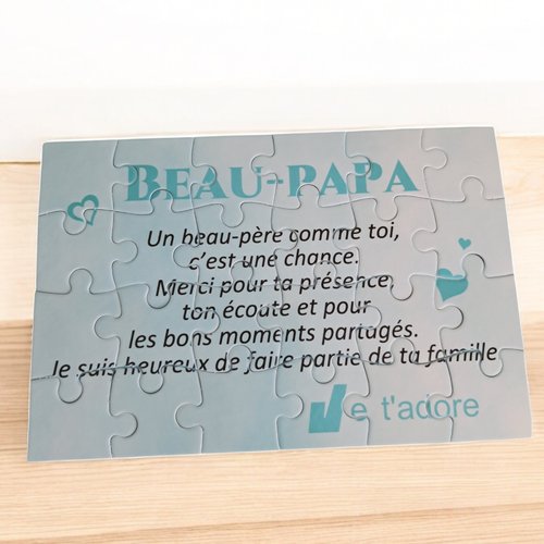 Puzzle "beau-papa" - 24 pièces avec pochon - beau-papa - surprise - anniversaire - fête des pères - noel - cadeau beau-papa