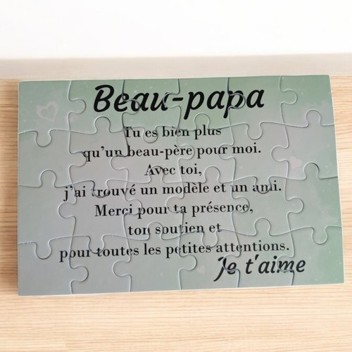 Puzzle "beau-papa" - 24 pièces avec pochon - beau-papa - surprise - anniversaire - fête des pères - noel - cadeau beau-papa