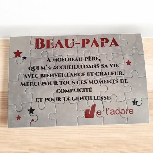 Puzzle "beau-papa" - 24 pièces avec pochon - beau-papa - surprise - anniversaire - fête des pères - noel - cadeau beau-papa