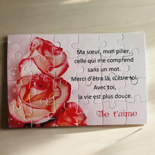 Puzzle "sœur" - 24 pièces avec pochon - sœur - surprise - anniversaire - noel - cadeau sœur