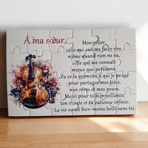 Puzzle "sœur" - 24 pièces avec pochon - sœur - surprise - anniversaire - noel - cadeau sœur