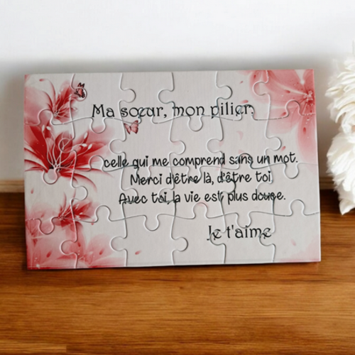 Puzzle "sœur" - 24 pièces avec pochon - sœur - surprise - anniversaire - noel - cadeau sœur