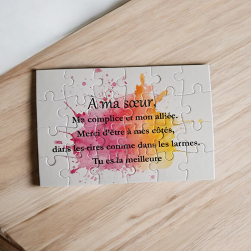Puzzle "sœur" - 24 pièces avec pochon - sœur - surprise - anniversaire - noel - cadeau sœur