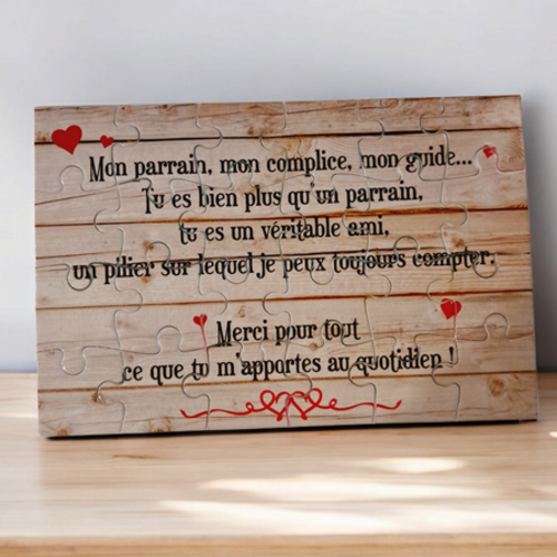 Puzzle "parrain" - 24 pièces avec pochon - parrain - surprise - anniversaire - noel - cadeau parrain