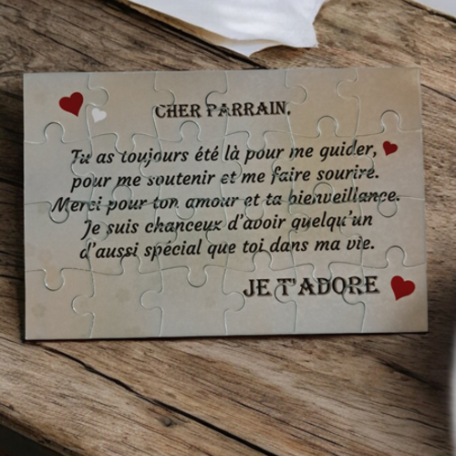 Puzzle "parrain" - 24 pièces avec pochon - parrain - surprise - anniversaire - noel - cadeau parrain