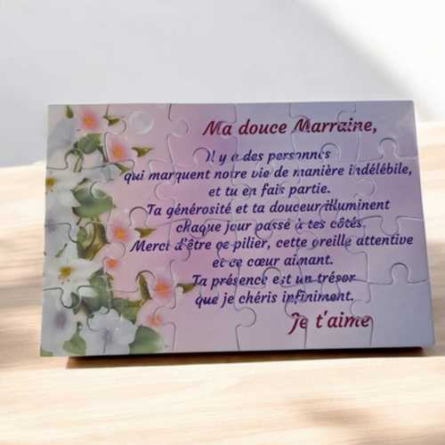 Puzzle personnalisé pour votre marraine - 24 pièces avec pochon inclus - cadeau marraine