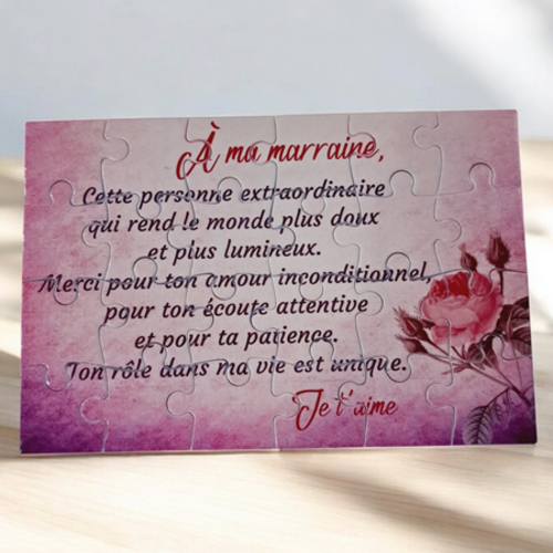 Puzzle personnalisé pour votre marraine - 24 pièces avec pochon inclus - cadeau marraine