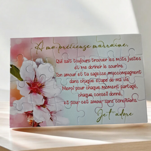 Puzzle personnalisé pour votre marraine - 24 pièces avec pochon inclus - cadeau marraine