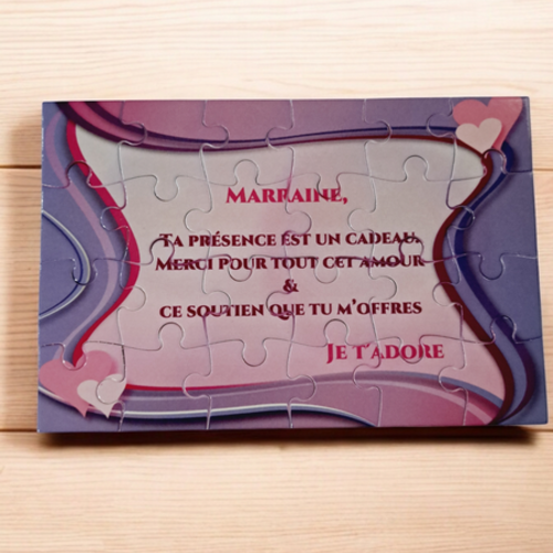 Puzzle personnalisé pour votre marraine - 24 pièces avec pochon inclus - cadeau marraine