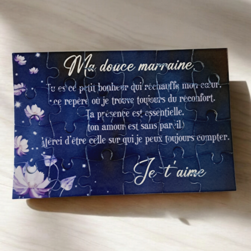 Puzzle personnalisé pour votre marraine - 24 pièces avec pochon inclus - cadeau marraine