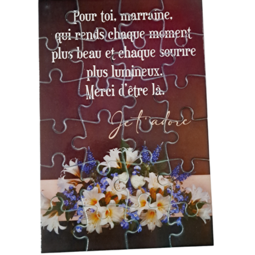 Puzzle personnalisé pour votre marraine - 24 pièces avec pochon inclus - cadeau marraine