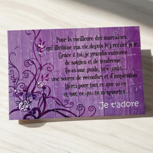 Puzzle personnalisé pour votre marraine - 24 pièces avec pochon inclus - cadeau marraine