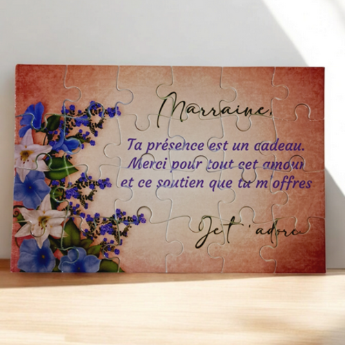 Puzzle personnalisé pour votre marraine - 24 pièces avec pochon inclus - cadeau marraine