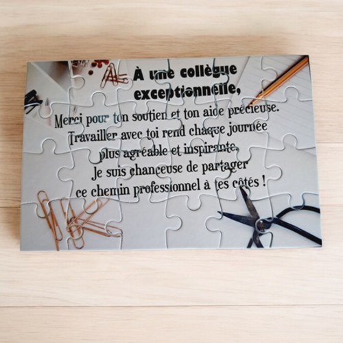 Puzzle personnalisé pour votre collègue - 24 pièces avec pochon inclus
