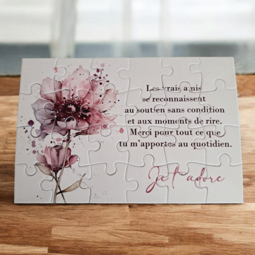 Puzzle personnalisé pour votre ami(e) - 24 pièces avec pochon inclus