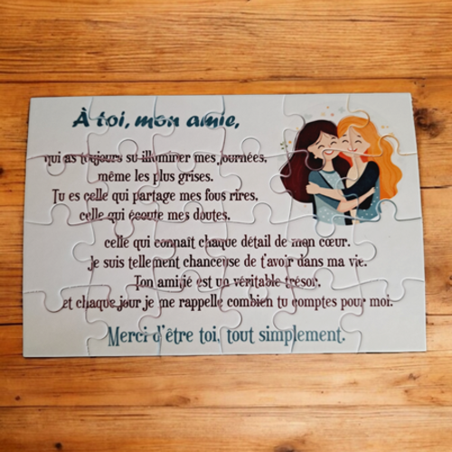 Puzzle personnalisé pour votre ami(e) - 24 pièces avec pochon inclus