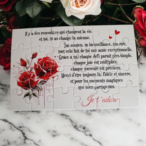 Puzzle personnalisé pour votre ami(e) - 24 pièces avec pochon inclus