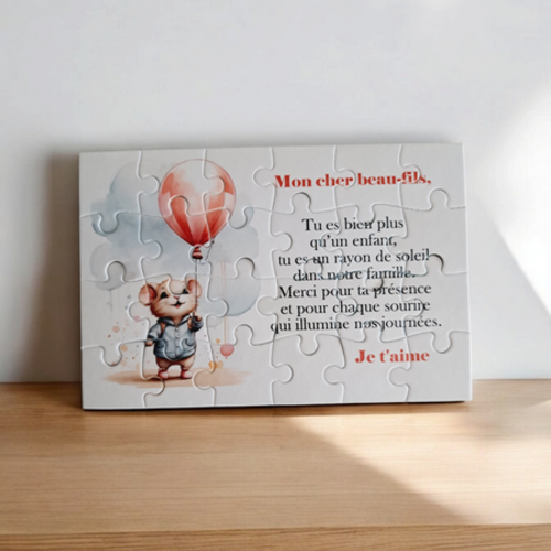 Puzzle "beau-fils" - 24 pièces avec pochon - beau-fils - surprise - anniversaire - noel - cadeau beau-fils