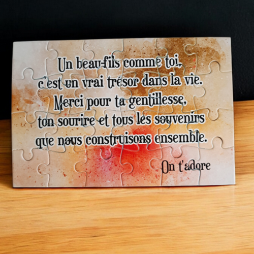 Puzzle "beau-fils" - 24 pièces avec pochon - beau-fils - surprise - anniversaire - noel - cadeau beau-fils