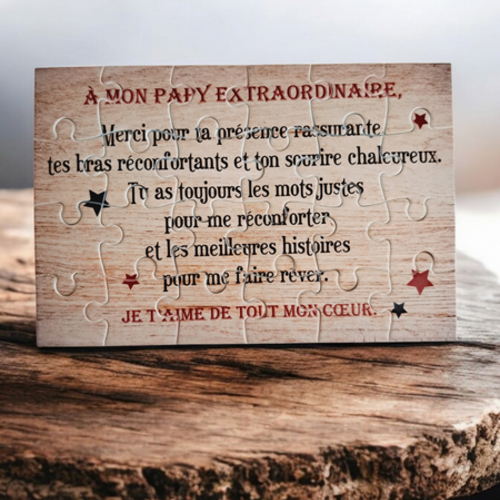 Puzzle "papy" - 24 pièces avec pochon - papy - surprise - anniversaire - noel - cadeau papy