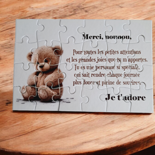 Puzzle "nounou" - 24 pièces avec pochon - nounou - surprise - anniversaire - noel - cadeau nounou