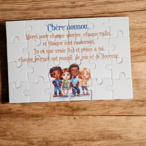 Puzzle "nounou" - 24 pièces avec pochon - nounou - surprise - anniversaire - noel - cadeau nounou