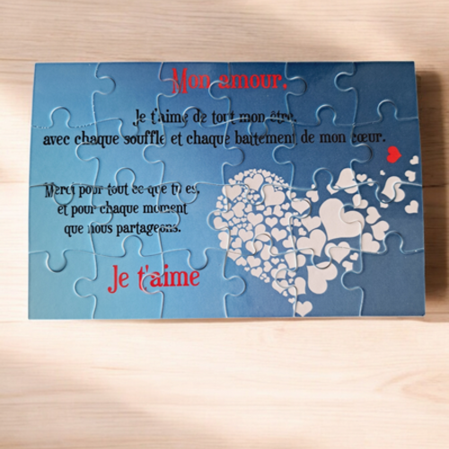 Puzzle "je t'aime" - 24 pièces avec pochon - amour  - surprise - anniversaire