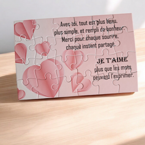 Puzzle "je t'aime" - 24 pièces avec pochon - amour  - surprise - anniversaire