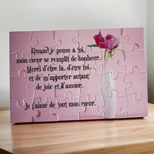 Puzzle "je t'aime" - 24 pièces avec pochon - amour  - surprise - anniversaire