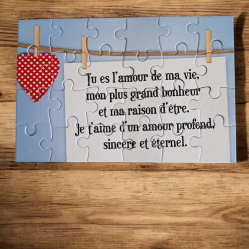 Puzzle "je t'aime" - 24 pièces avec pochon - amour  - surprise - anniversaire