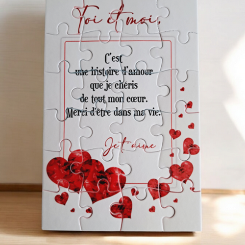 Puzzle "je t'aime" - 24 pièces avec pochon - amour  - surprise - anniversaire