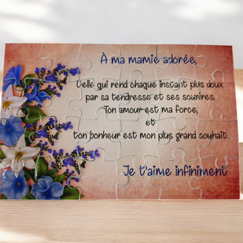 Puzzle "mamie" - 24 pièces avec pochon - mamie - surprise - anniversaire - fête des mamies - noel - cadeau mamie