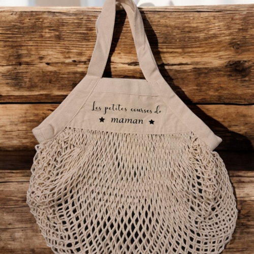 Sac filet " les petites courses de maman"