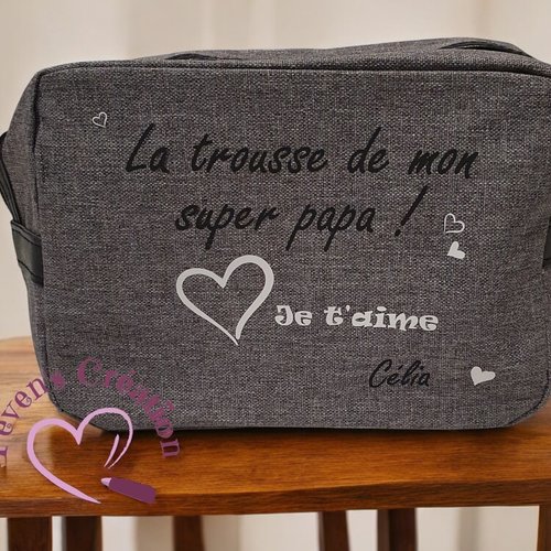 Trousse de toilette homme "la trousse de mon super papa" + prénom(s) - personnalisable