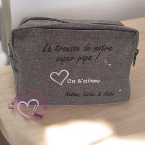 Trousse de toilette homme "la trousse de mon super papa" + prénom(s) - personnalisable