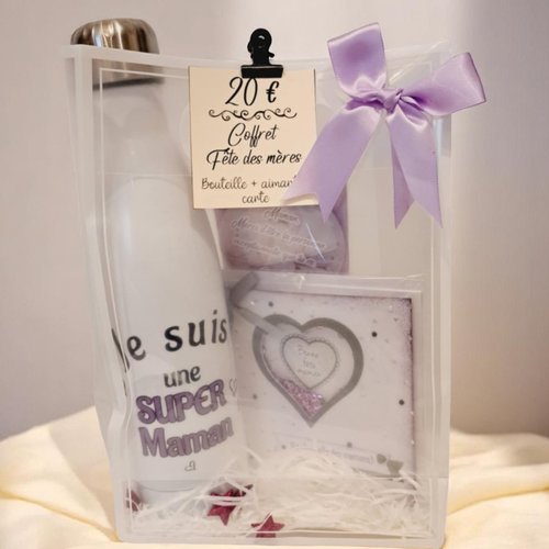 Coffret cadeau pour une maman extraordinaire – bouteille, aimant et carte