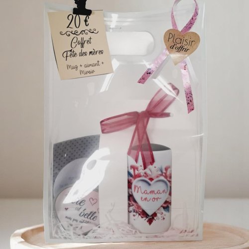 Coffret cadeau pour une maman extraordinaire – mug, aimant et miroir