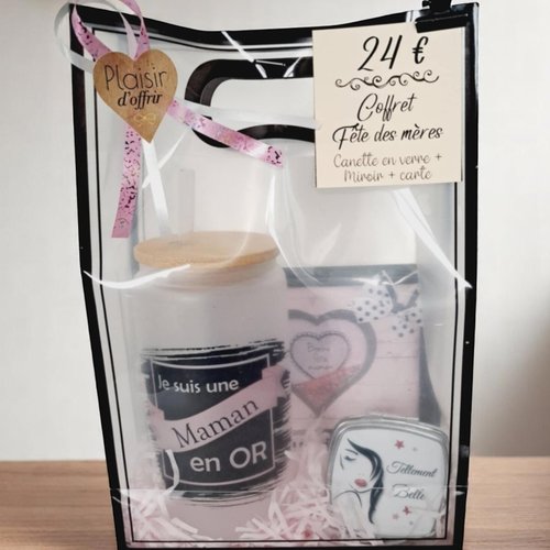 Coffret cadeau pour une maman extraordinaire – canette en verre, aimant et carte
