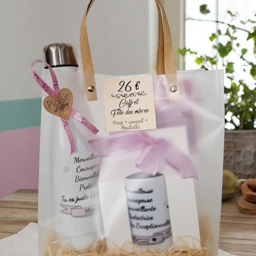 Coffret cadeau pour une maman extraordinaire – bouteille, aimant et mug