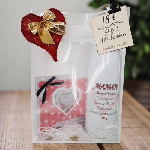 Coffret maman : bouteille et carte