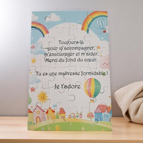 Puzzle merci maîtresse - cadeau maîtresse - cadeau fin d'année scolaire