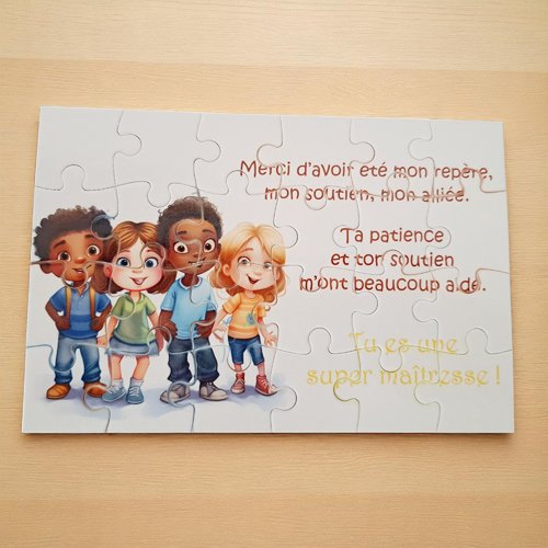 Puzzle merci maîtresse - cadeau maîtresse - cadeau fin d'année scolaire