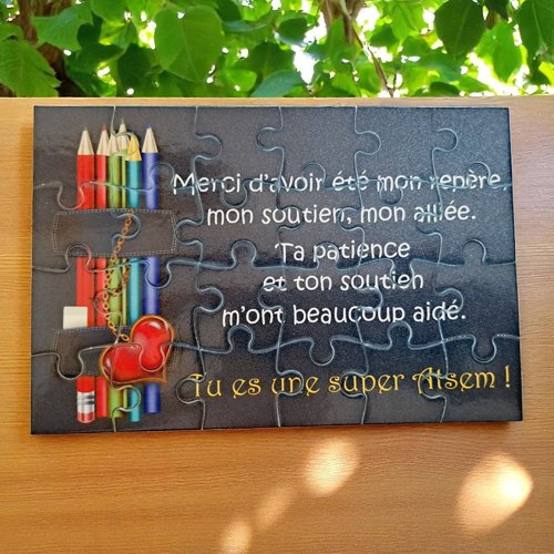 Puzzle merci atsem - cadeau maîtresse - cadeau fin d'année scolaire