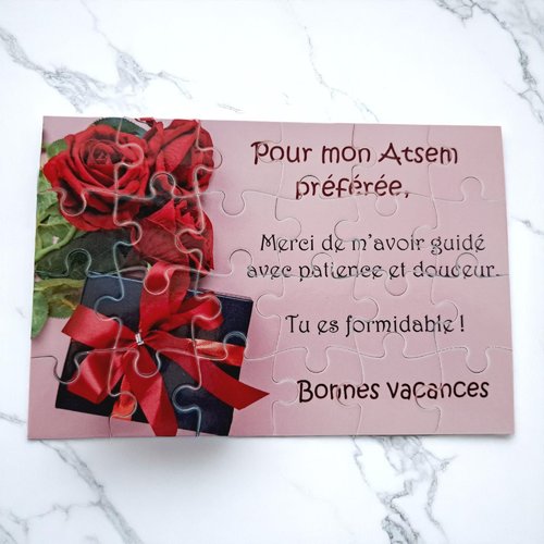 Puzzle merci atsem - cadeau maîtresse - cadeau fin d'année scolaire