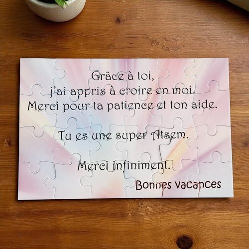 Puzzle merci atsem - cadeau maîtresse - cadeau fin d'année scolaire