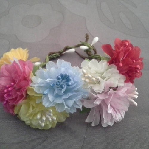 Bracelet bohême chic fleurs champêtre coloré
