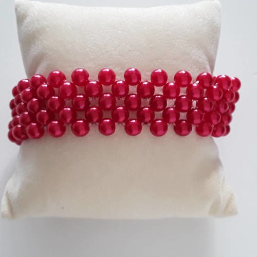 Bracelet multi rang perles de nacre rouge