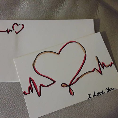 Carte amour amoureux coeur avec enveloppe 